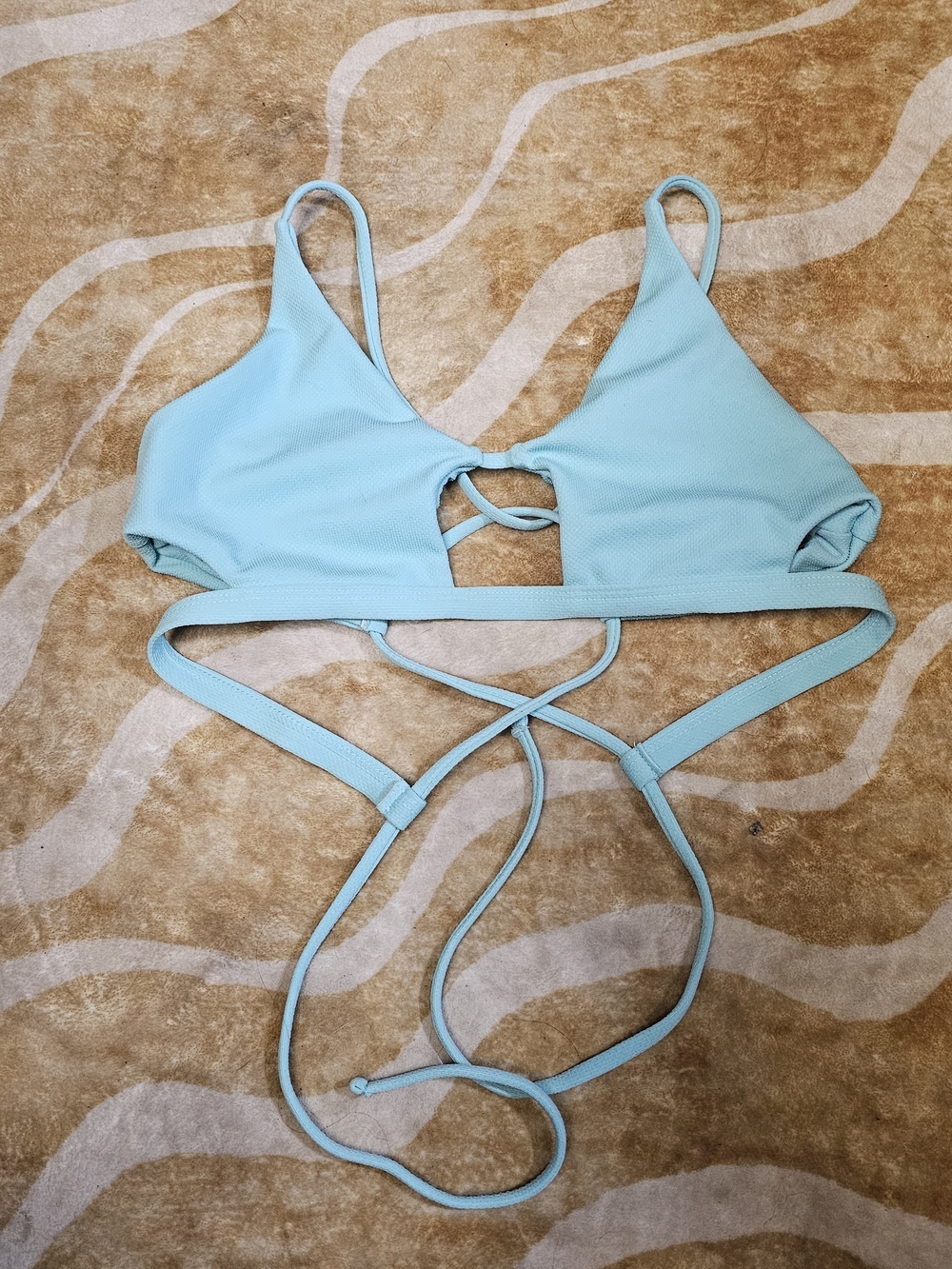 Zaful Light Blue Textured Swim Top